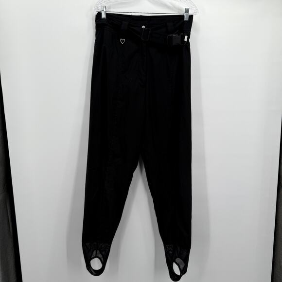 Obermeyer Pants Womens 12 Black Stiletto Ski Snow Insulated Belted Stirrups - Picture 1 of 16